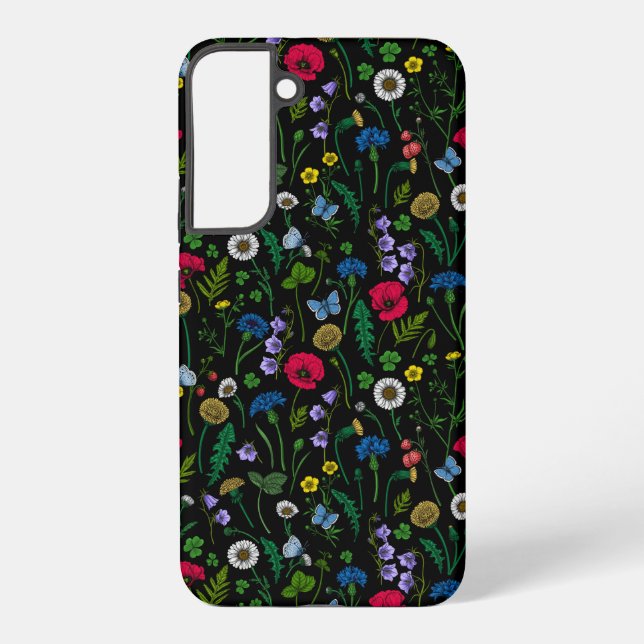 Coque Samsung Galaxy Fleurs sauvages en noir (Verso)