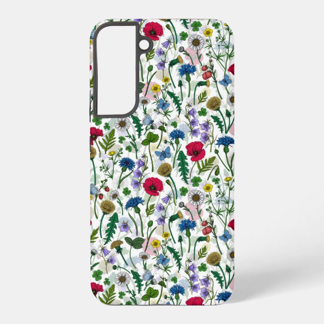 Coque Samsung Galaxy Fleurs sauvages sur blanc cassé (Verso)