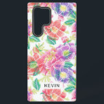 Coque Samsung Galaxy Fleurs Vintages colorées Motif Monogramme<br><div class="desc">Fleurs vintages colorées sans couture motif avec monogramme en option.</div>