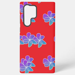 Coque Samsung Galaxy Fleurs violettes sur fond rouge