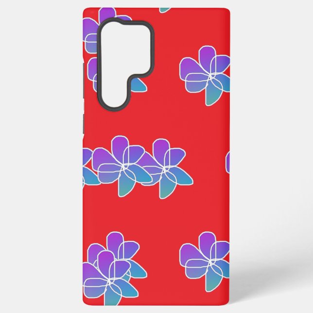 Coque Samsung Galaxy Fleurs violettes Sur Rouge (Verso)