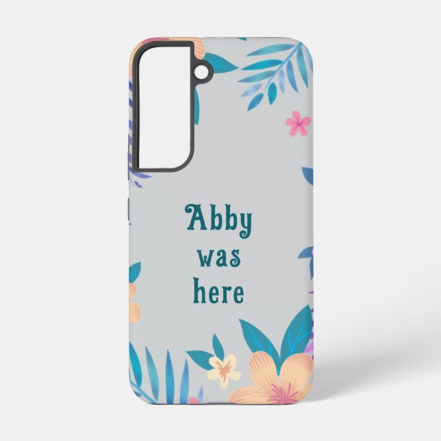 Coque Samsung Galaxy Floral hawaïen sur gris (Verso)