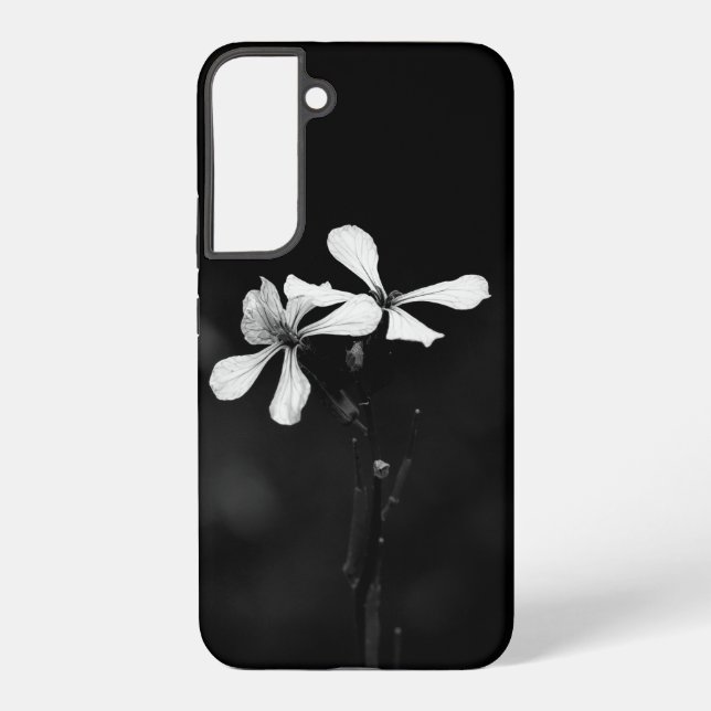 Coque Samsung Galaxy floral noir et blanc minimal (Verso)