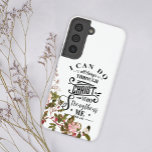 Coque Samsung Galaxy Floral Rose Je Peux Faire Tout Par Christ<br><div class="desc">Elégant et pratique coque Samsung imprimé avec un verset rose floral et bible "I Can Do All Things Through Christ Who Strengens Me". Personnalisez avec vos détails facilement et rapidement,  appuyez simplement sur le bouton customiser.</div>