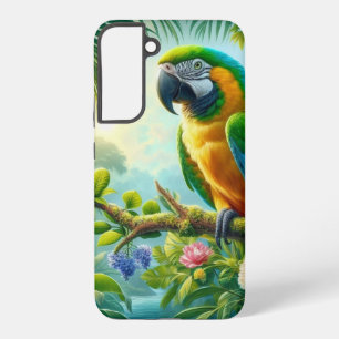 Coque Samsung Galaxy Floral tropical macaw vert