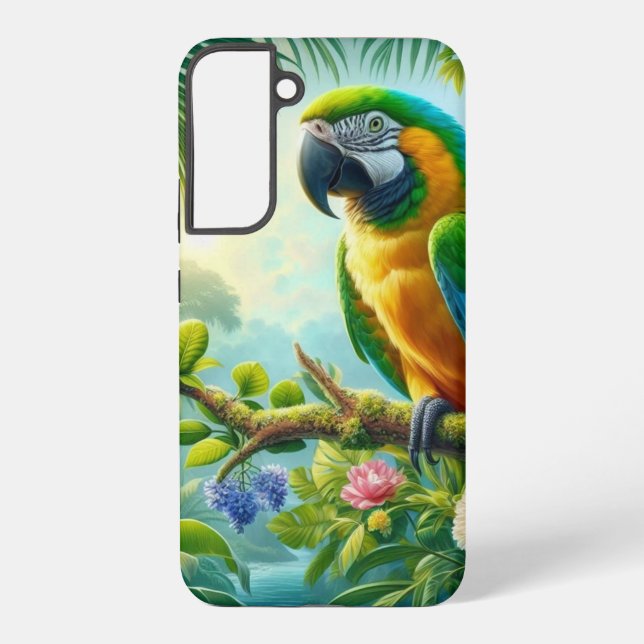 Coque Samsung Galaxy Floral tropical macaw vert (Verso)