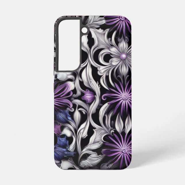 Coque Samsung Galaxy Floral Victorian répétition Motif pourpre (Verso)