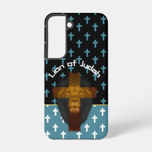 Coque Samsung Galaxy Foi Noir Bleu Blanc Croix Lion de Juda