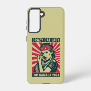 Coque Samsung Galaxy Folle Dame aux Chats Pour Kamala 2024 