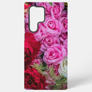 Coque Samsung Galaxy Fond de fleurs de roses rouges, roses et blanches