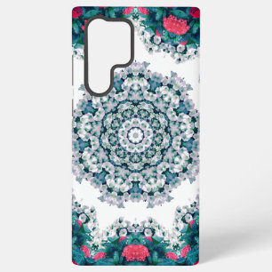 Coque Samsung Galaxy Fontaine d'eau de jardin motif mandala fleurs roug
