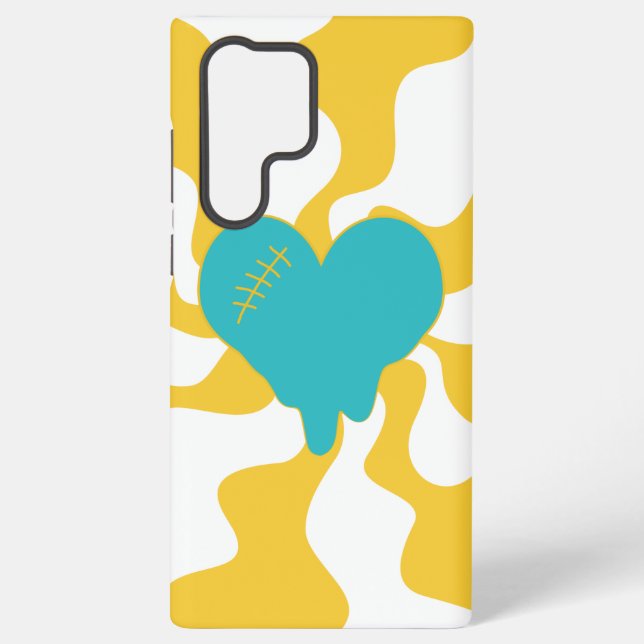 Coque Samsung Galaxy Fonte cardiaque - Turquoise et Jaune (Verso)