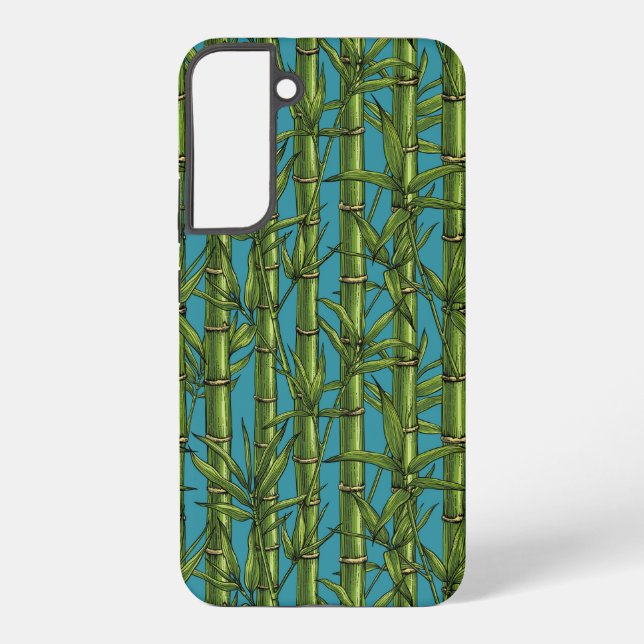 Coque Samsung Galaxy Forêt de bambou sur bleu (Verso)