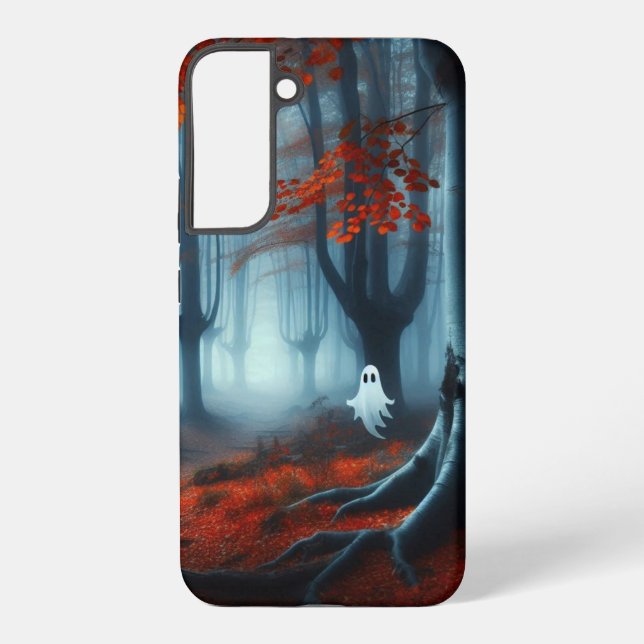 Coque Samsung Galaxy Forêts éffrayantes d'automne avec un fantôme (Verso)