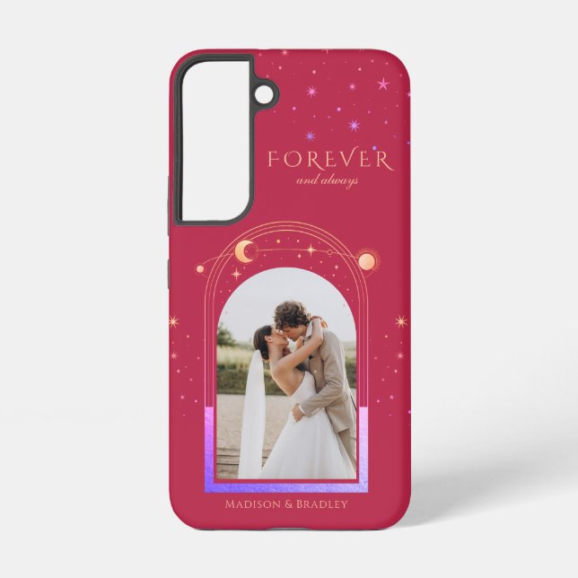 Coque Samsung Galaxy FOREVER ET TOUJOURS Mariage Magenta Photo céleste (Verso)
