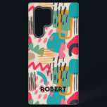 Coque Samsung Galaxy Formes abstraites colorées grunge motif<br><div class="desc">Des formes colorées et des lignes tourbillonnant grondent le motif d'un arrière - plan blanc. monogramme facultatif.</div>