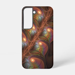 Coque Samsung Galaxy Fractale marron trippy abstrait fluorescent coloré