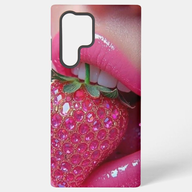 Coque Samsung Galaxy Fraise à Paillettes Rose Y2K & Lèvres (Verso)