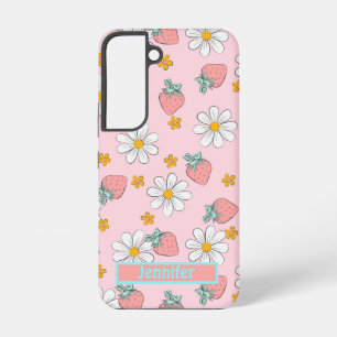 Coque Samsung Galaxy Fraises et marguerites rose et jaune