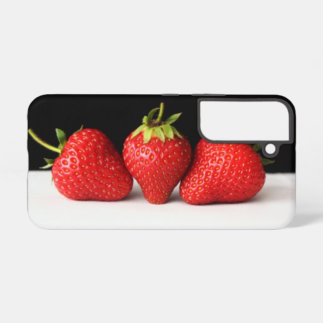 Coque Samsung Galaxy Fraises Sur Noir Sur Blanc Sgcnm (Verso Horizontal)