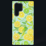 Coque Samsung Galaxy Fresh Lemon and Lime Botanical Pattern Phone Case<br><div class="desc">A cheerful phone case featuring a refreshing design of lemons and limes. The light, watercolor-style illustration showcases juicy fruit slices and green leaves in a breezy, clean arrangement. It's a delightful design that will brighten your mood every time you see it. Perfect for a personal treat or as a great...</div>