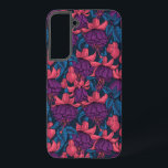 Coque Samsung Galaxy Fuchsia en bleu et violet<br><div class="desc">Motif vectoriel floral avec fleurs fuchsia dessinées à la main</div>