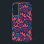 Coque Samsung Galaxy Fuchsia en bleu et violet<br><div class="desc">Motif vectoriel floral avec fleurs fuchsia dessinées à la main</div>