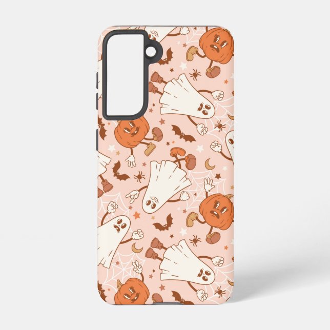 Coque Samsung Galaxy Fun Retro Ghost & Jack-O-Lantern Motif (Verso)