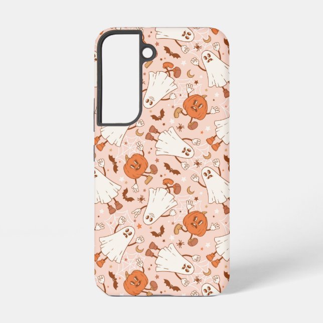 Coque Samsung Galaxy Fun Retro Ghost & Jack-O-Lantern Motif (Verso)