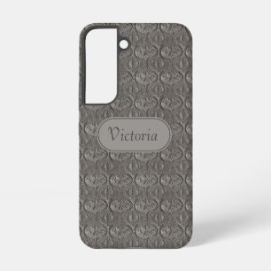 Coque Samsung Galaxy Galaxy S22 Fleur gris Fausse Peau