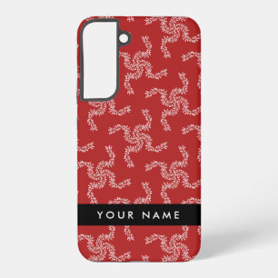 Coque Samsung Galaxy Garland de Noël, Rouge, Votre nom, Personnaliser