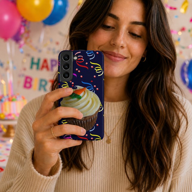 Coque Samsung Galaxy Gâteau Carotte Cupcake & Confettis Bleu (Carrot Cake Cupcake & Confetti Blue Samsung Galaxy Case)