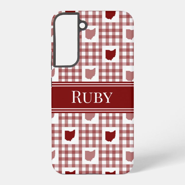 Coque Samsung Galaxy Gingham Rouge Ohio (Verso)