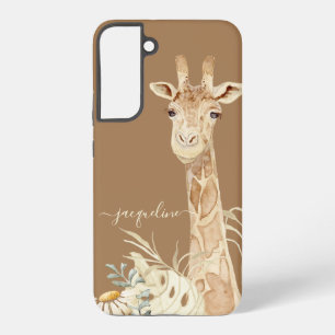 Coque Samsung Galaxy Girafe Aquarelle Boho Feuillage Fleur de Marguerit