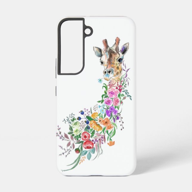 Coque Samsung Galaxy Giraffe aux fleurs colorées (Verso)