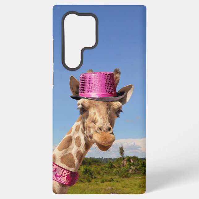 Coque Samsung Galaxy Giraffe en casquette rose étincelant (Verso)