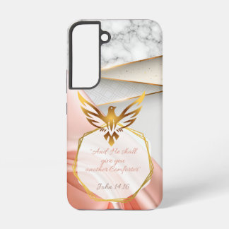 Coque Samsung Galaxy Girly Religious Pink Satin Marble Gold Dove