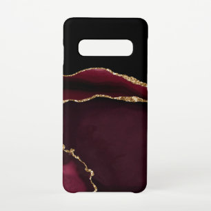 Coque Samsung Galaxy S10 Glamour Marbre Agate Chic Black Purple Gold