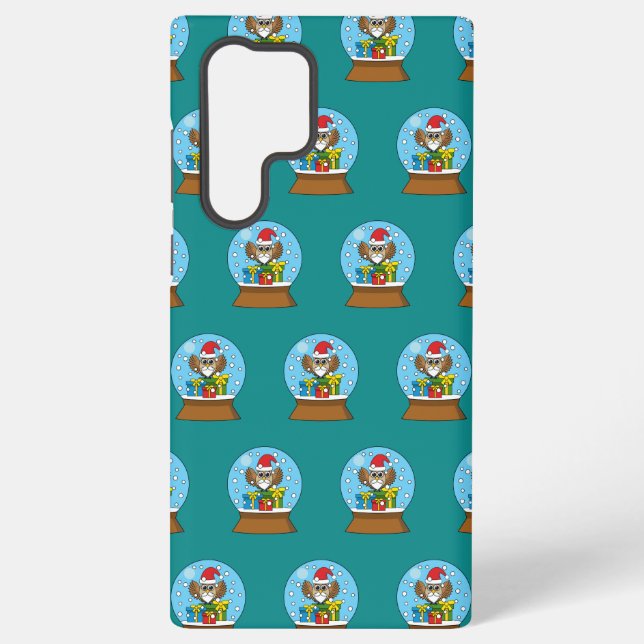 Coque Samsung Galaxy Globe des neiges avec Chouette du Père Noël (Verso)