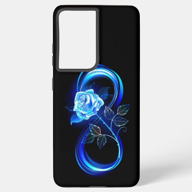 Coque Samsung Galaxy Glowing infinity with blue rose (Verso)