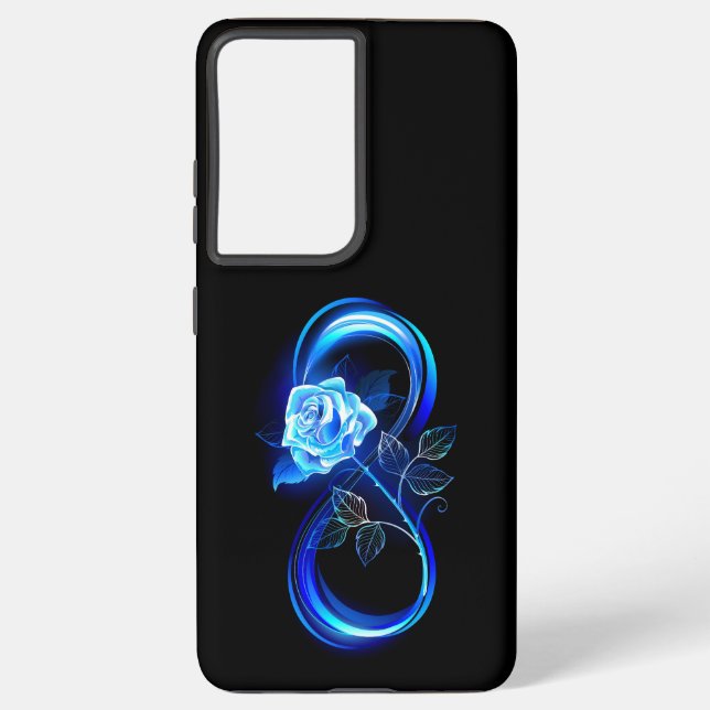 Coque Samsung Galaxy Glowing infinity with blue rose (Verso)