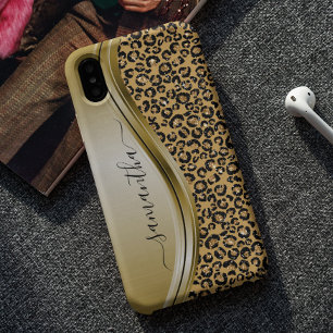 Coque Samsung Galaxy S10 Gold Leopard Nom manuscrit Coque-Mate métallique
