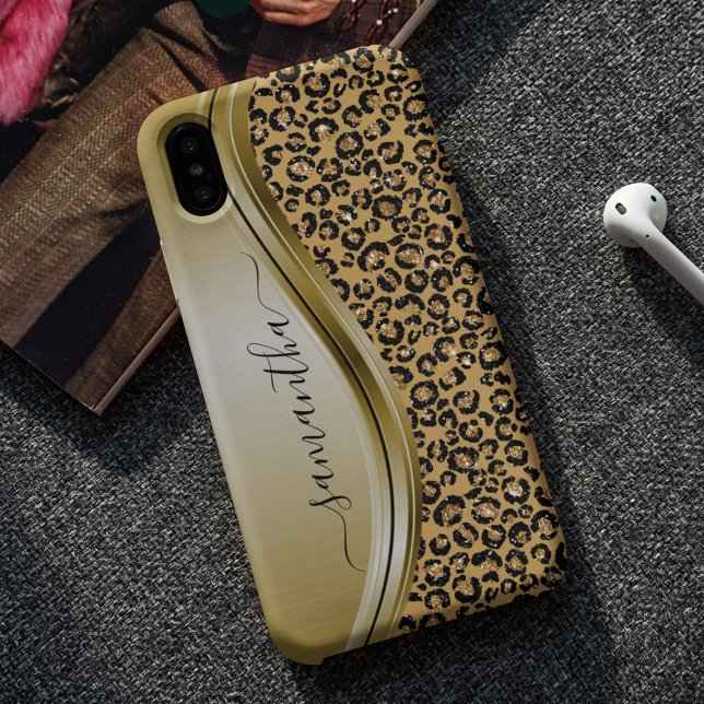 Coque Samsung Galaxy Gold Leopard Nom manuscrit Coque-Mate métallique (Créateur téléchargé)
