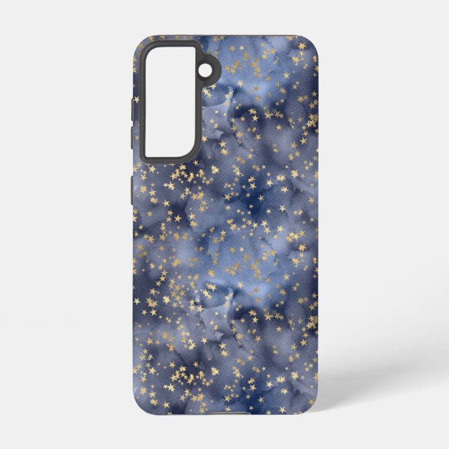 Coque Samsung Galaxy Gold Stars On Light Navy Night Sky (Verso)
