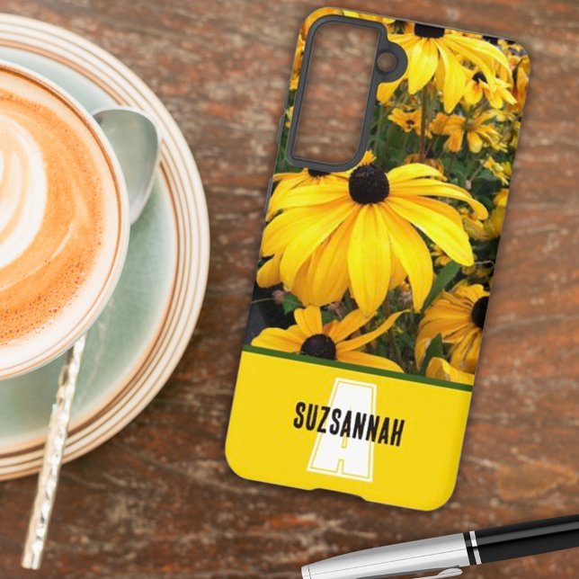 Coque Samsung Galaxy Golden Rudbeckia Black Eyed Susan Flowers (Change or remove the template text elements for you or as a special personalized gift idea. )