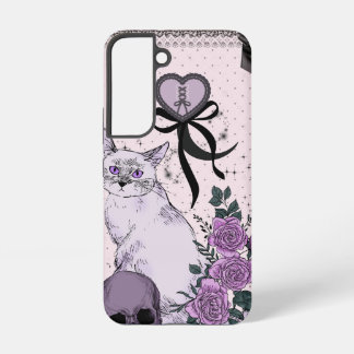 Coque Samsung Galaxy Goth Coquette Cat Phone Case – Pink & Black