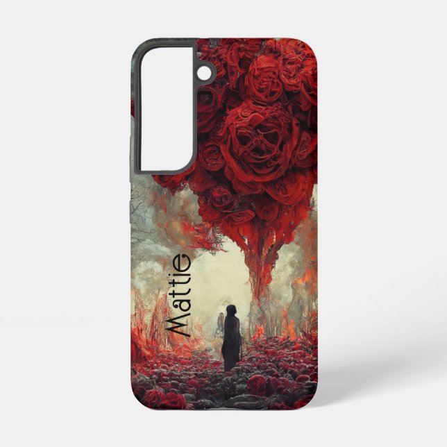 Coque Samsung Galaxy Goth Rose rouge Enfer plein (Verso)