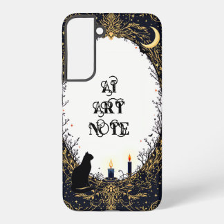 Coque Samsung Galaxy Gothic Black Cat and Candle Moonlit Frame