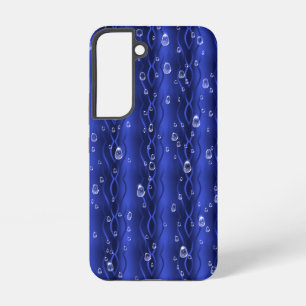 Coque Samsung Galaxy gouttes de pluie sur le métal bleu