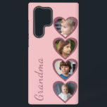 Coque Samsung Galaxy Grand-mère Coeurs roses Petits-enfants Photo Colla<br><div class="desc">Concevez votre propre étui téléphonique avec ce joli étui modèle photo rose Galaxy S22 avec espace pour ajouter 4 photos personnalisées. Téléchargez vos photos préférées et customisez le nom avec votre personnalisation. Un grand cadeau pour grand-mère quand vous ajoutez vos propres photos des petits-enfants. Dispose d'une couverture rose douce avec...</div>
